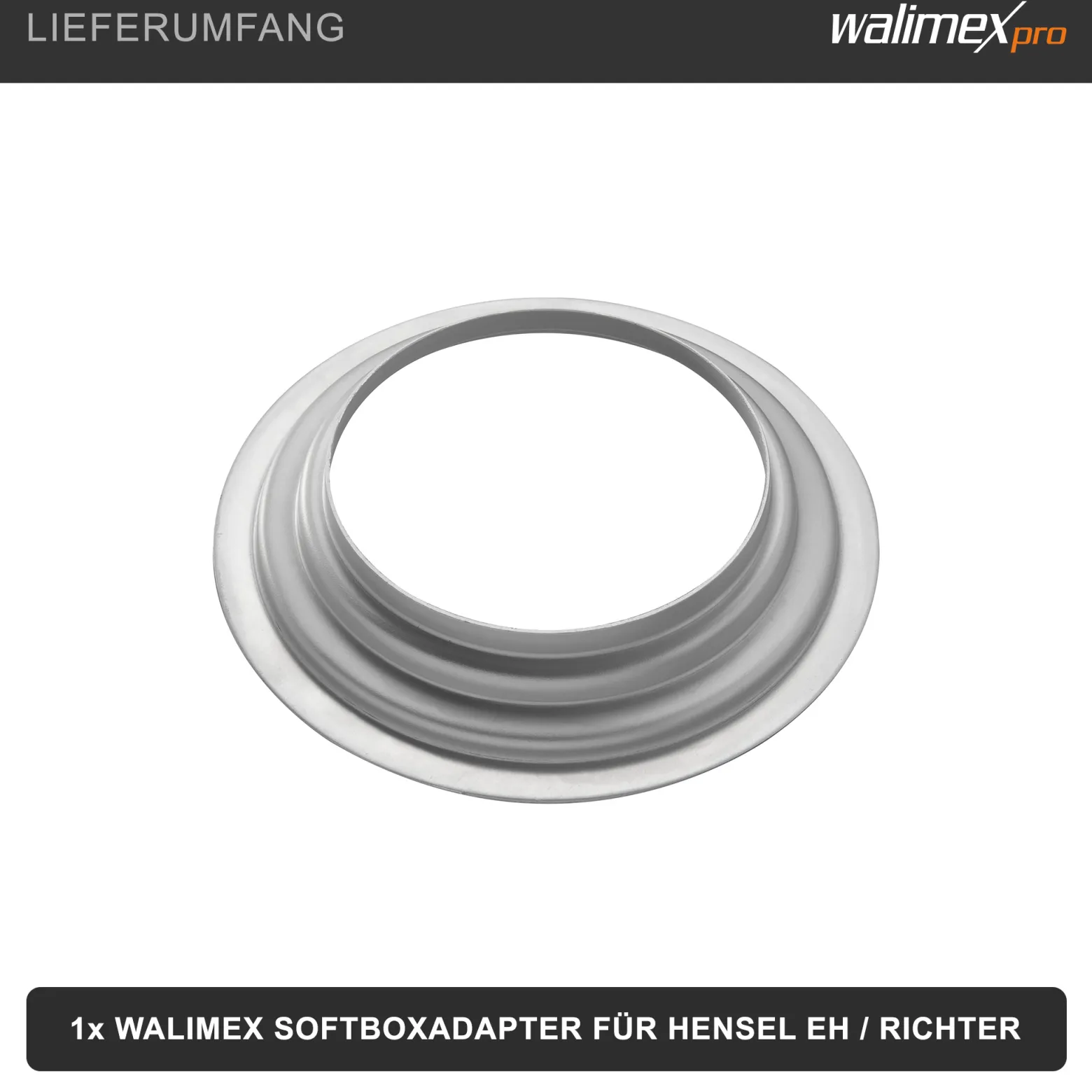 Walimex Softboxadapter für Octagon Striplight - 152 x 152 x 30 mm - aus Metall - Lichtformer-Adapter für Softboxen Striplight - kompatibel mit Hensel EH / Richter Blitzsystemen