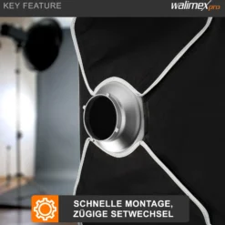 Walimex Softboxadapter für Octagon Striplight - 152 x 152 x 47 mm - aus Aluminium - Lichtformer-Adapter für Softboxen Striplight - kompatibel mit Multiblitz P Bajonett Blitzsystemen