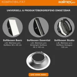 Walimex Softboxadapter für Octagon Striplight - 152 x 152 x 47 mm - aus Aluminium - Lichtformer-Adapter für Softboxen Striplight - kompatibel mit Multiblitz P Bajonett Blitzsystemen