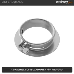 Walimex Softboxadapter für Octagon Striplight - 152 x 152 x 40 mm - aus Metall - Lichtformer-Adapter für Softboxen Striplight - kompatibel mit Profoto Blitzsystemen