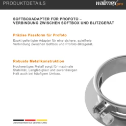 Walimex Softboxadapter für Octagon Striplight - 152 x 152 x 40 mm - aus Metall - Lichtformer-Adapter für Softboxen Striplight - kompatibel mit Profoto Blitzsystemen