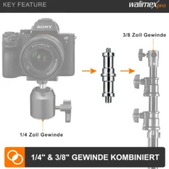 Walimex Spigot 3/8 Zoll und 1/4 Zoll
