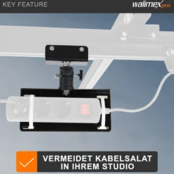 Walimex Steckdosen-Halter für Deckenschienensystem - 200 x 40 x 170 mm - mit Schienenwagen und 5/8" Spigot - für Schienen System für Lampen Lichtquellen Kameras Studio Equipment
