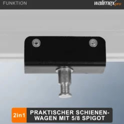 Walimex Steckdosen-Halter für Deckenschienensystem - 200 x 40 x 170 mm - mit Schienenwagen und 5/8