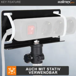 Walimex Steckdosen-Halter für Deckenschienensystem - 200 x 40 x 170 mm - mit Schienenwagen und 5/8