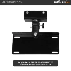 Walimex Steckdosen-Halter für Deckenschienensystem - 200 x 40 x 170 mm - mit Schienenwagen und 5/8