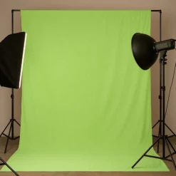 Walimex Stoffhintergrund Hellgrün 2,85 x 6 m Stoffstärke ca. 140 g/m², Fotohintergrund aus Baumwolle, waschbar für Atelier und Studio