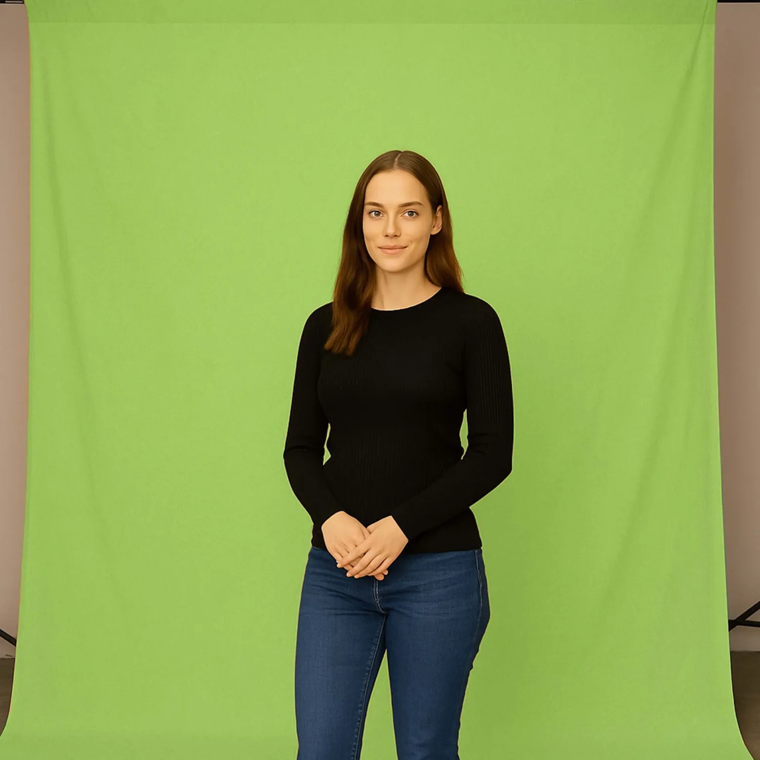Walimex Stoffhintergrund Hellgrün 2,85 x 6 m Stoffstärke ca. 140 g/m², Fotohintergrund aus Baumwolle, waschbar für Atelier und Studio