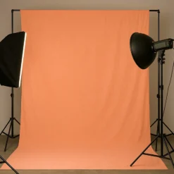 Walimex Stoffhintergrund Lachs/Orange 2,85 x 6 m Stoffstärke ca. 140 g/m², Fotohintergrund aus Baumwolle, waschbar für Atelier und Studio