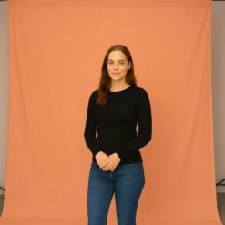 Walimex Stoffhintergrund Lachs/Orange 2,85 x 6 m Stoffstärke ca. 140 g/m², Fotohintergrund aus Baumwolle, waschbar für Atelier und Studio