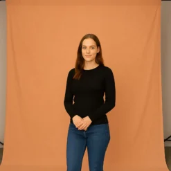 Walimex Stoffhintergrund Pfirsich 2,85 x 6 m Stoffstärke ca. 140 g/m², Fotohintergrund aus Baumwolle, waschbar für Atelier und Studio