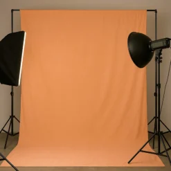 Walimex Stoffhintergrund Pfirsich 2,85 x 6 m Stoffstärke ca. 140 g/m², Fotohintergrund aus Baumwolle, waschbar für Atelier und Studio