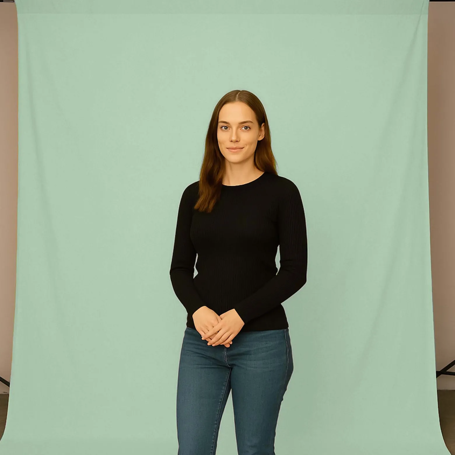 Walimex Stoffhintergrund Weißgrün 2,85 x 6 m Stoffstärke ca. 140 g/m², Fotohintergrund aus Baumwolle, waschbar für Atelier und Studio