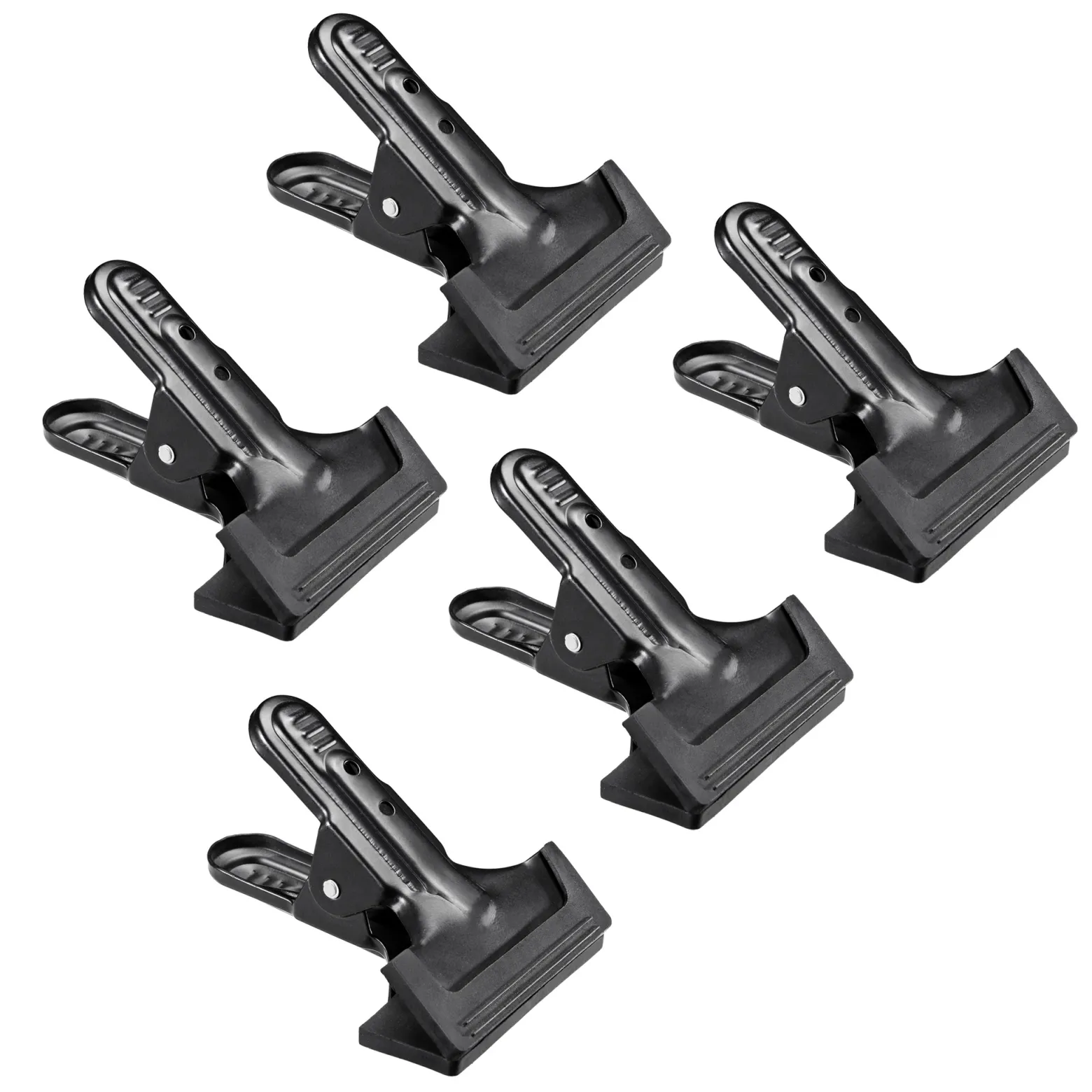 Walimex Studioclip 5er Set 85 x 110 x 70 mm mit kräftiger Federzwinge, Studioklemme bis 45 mm Spannweite