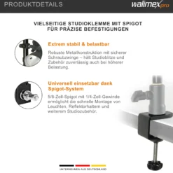 Walimex Studioklemme 110 x 100 x 45 mm mit 5/8 Spigot 1/4