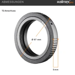 Walimex T2 Adapter kompatibel mit Pentax K/kompatibel mit Samsung GX - 67 x 67 x 5 mm - Adapterring manueller Fokus, einfache Handhabung, Objektiv-Anschlussring für viele Modelle