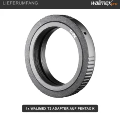 Walimex T2 Adapter kompatibel mit Pentax K/kompatibel mit Samsung GX - 67 x 67 x 5 mm - Adapterring manueller Fokus, einfache Handhabung, Objektiv-Anschlussring für viele Modelle