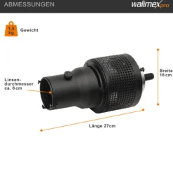 Walimex Universal Projektionsvorsatz kompatibel mit Elinchrom - 270 x 160 x 160 mm - mit 4 Farbfolien (blau, rot, gelb, grün) und Schablonen (Herz, Fenster, Mond, Blatt) - für Blitzgeräte Fotoatelier