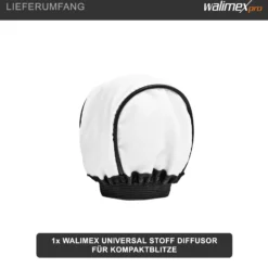 Walimex Universal Stoff Diffusor für Kompaktblitze, Diffusor Fotografie für Kamera Blitz bis 25 cm Umfang, hochwertiges Fotozubehör, weiche Ausleuchtung