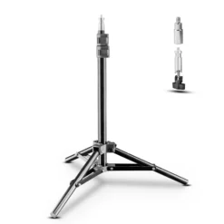 Walimex WT-802 Lampenstativ 108 cm, höhenverstellbares Lichtstativ belastbar bis 2,5 kg, Studiostativ mit 5/8 Zoll Spigot, Blitzstativ mit 1/4 und 3/8 Zoll Gewinde