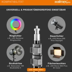 Walimex WT-802 Lampenstativ 108 cm, höhenverstellbares Lichtstativ belastbar bis 2,5 kg, Studiostativ mit 5/8 Zoll Spigot, Blitzstativ mit 1/4 und 3/8 Zoll Gewinde
