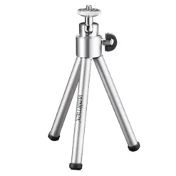 Walimex WT-070 Mini Stativ 26 cm 360° Kugelkopf, Aluminium Kamerastativ mit 1/4" Gewinde, Tischstativ mit Gummifüßen, Dreibeinstativ für Action Cams und kompatibel mit GoPro