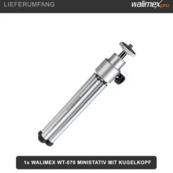 Walimex WT-070 Mini Stativ 26 cm 360° Kugelkopf, Aluminium Kamerastativ mit 1/4