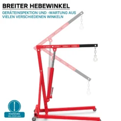 Werkstattkran für Lasten bis 500 kg, Motorheber mit 830-1280 mm Hubarm, Lastkran Motorheber, Motorkran Schwerlastkran