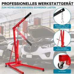 Werkstattkran für Lasten bis 500 kg, Motorheber mit 830-1280 mm Hubarm, Lastkran Motorheber, Motorkran Schwerlastkran