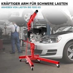 Werkstattkran klappbar für Lasten bis 1000 kg Hubarm 857-1133 mm Lastkran Motorkran Motorheber Schwerlastkran