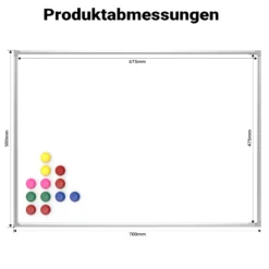 Whiteboard Magnettafel 70x50cm Mit Stiftablage und 12 Magnete Magnetpinnwand Präsentationstafel