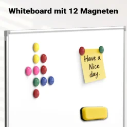Whiteboard Magnettafel 70x50cm Mit Stiftablage und 12 Magnete Magnetpinnwand Präsentationstafel