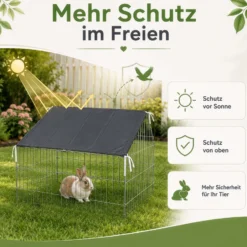 Wiltec Abdeckung für Freigehege als Sonnenschutz, 885 x 590 mm, aus Polyester, Abdeckplane für Kaninchenkäfig und Hasenstall