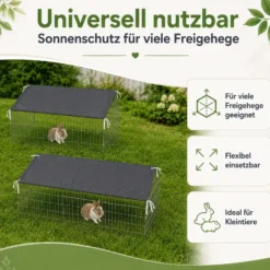 Wiltec Abdeckung für Freigehege als Sonnenschutz, 885 x 590 mm, aus Polyester, Abdeckplane für Kaninchenkäfig und Hasenstall