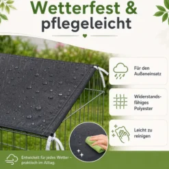 Wiltec Abdeckung für Freigehege als Sonnenschutz, 885 x 590 mm, aus Polyester, Abdeckplane für Kaninchenkäfig und Hasenstall