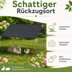 Wiltec Abdeckung für Freigehege als Sonnenschutz, 885 x 590 mm, aus Polyester, Abdeckplane für Kaninchenkäfig und Hasenstall