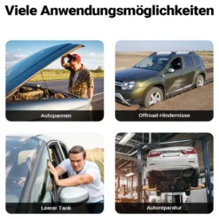 Wiltec Abschleppstange 3 teilig 2 m bis 3 t, Abschlepphilfe Schleppstange aus Stahl mit Warnfarbe, Fähnchen, Dämpfer und Tasche
