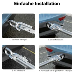 Wiltec Abschleppstange 3 teilig 2 m bis 3 t, Abschlepphilfe Schleppstange aus Stahl mit Warnfarbe, Fähnchen, Dämpfer und Tasche