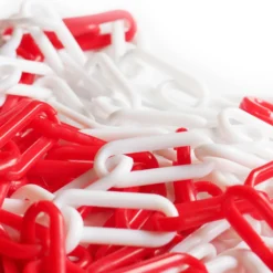 Wiltec Absperrkette 5 m lang mit Ø 6 mm, robuste Kunststoffkette rot-weiß, Sicherheitskette ideal für Innen- und Außenbereich, Kette aus Polypropylen