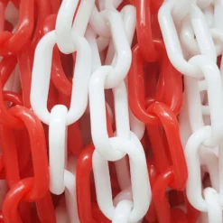 Wiltec Absperrkette 5 m lang mit Ø 6 mm, robuste Kunststoffkette rot-weiß, Sicherheitskette ideal für Innen- und Außenbereich, Kette aus Polypropylen