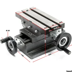 Wiltec 2-Achsen Kreuztisch 170x85 mm, Frästisch mit 100 mm X Achse, 80 mm Y Achse, Koordinatentisch aus Gusseisen, Bohrtisch, Fräsständer