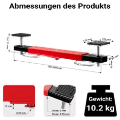 Wiltec Achstraverse Wagenheberbrücke 2000kg Querträger für Wagenheber Traverse mit Gummiauflagen