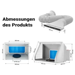 Wiltec Airbrush Absauganlage 9 m³/min, zur Absaugung von Farbe Farbnebel Sprühnebel Filter, mit LED Beleuchtung, Zweistufenschalter und Doppellüfter, Lackierkabine für Airbrush-Arbeiten