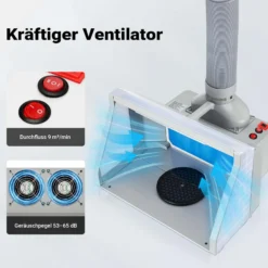 Wiltec Airbrush Absauganlage 9 m³/min, zur Absaugung von Farbe Farbnebel Sprühnebel Filter, mit LED Beleuchtung, Zweistufenschalter und Doppellüfter, Lackierkabine für Airbrush-Arbeiten
