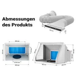 Wiltec Airbrush Absauganlage 9 m³/min, zur Absaugung von Farbe Farbnebel Sprühnebel Filter, mit LED Beleuchtung, Drehregler und Doppellüfter, Lackierkabine für Airbrush-Arbeiten
