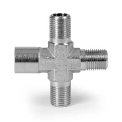 Wiltec Airbrush Druckluftverteiler 4-fach, 3x 9,51 mm (1/8") AG und 1x 9,51 mm (1/8") IG, Verteiler Adapter aus Metall
