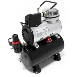 Wiltec Airbrush Kompressor AF186 mit Lufttank, 1 Zylinder Kolben, max. 4 bar Druck und Start-Stop Automatik, für Modellbau, Tattoos, Nailart