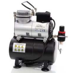 Wiltec Airbrush Kompressor AF186 mit Lufttank, 1 Zylinder Kolben, max. 4 bar Druck und Start-Stop Automatik, für Modellbau, Tattoos, Nailart