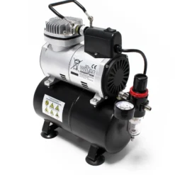 Wiltec Airbrush Kompressor AF186 mit Lufttank, 1 Zylinder Kolben, max. 4 bar Druck und Start-Stop Automatik, für Modellbau, Tattoos, Nailart