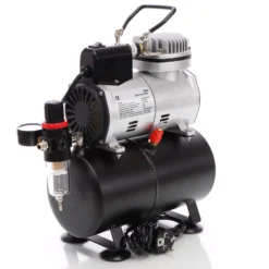Wiltec Airbrush Kompressor AF186 mit Lufttank, 1 Zylinder Kolben, max. 4 bar Druck und Start-Stop Automatik, für Modellbau, Tattoos, Nailart